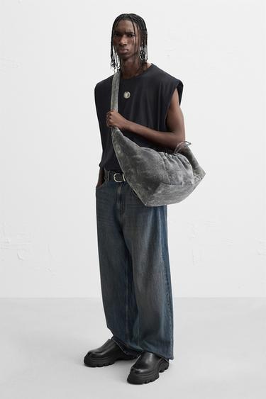 DISTRESSED FABRIC BAG - Grey by Zara - Image 0