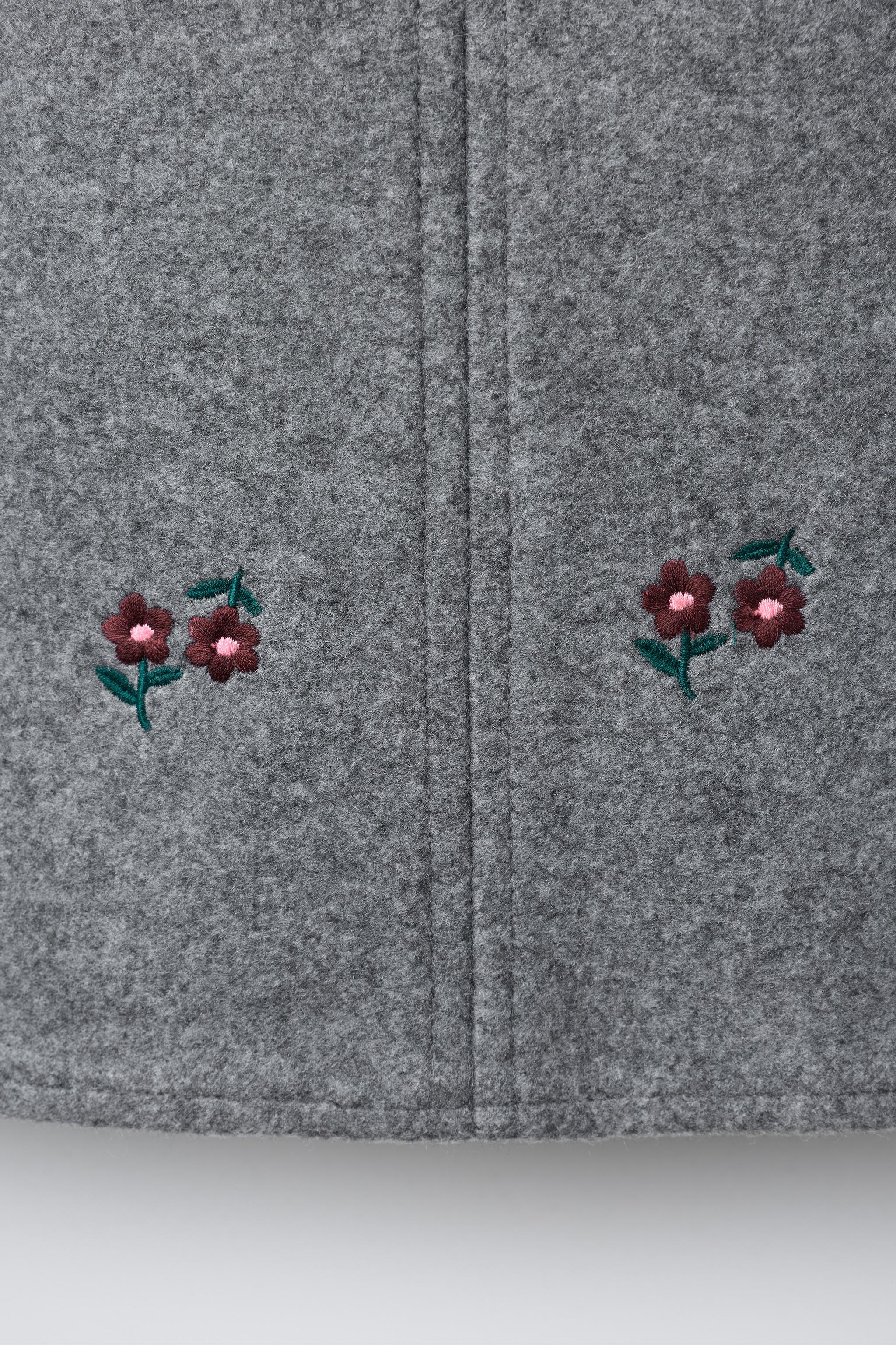 TEXTURED EMBROIDERED FLOWER PINAFORE DRESS - Anthracite grey