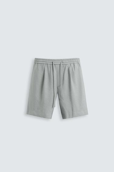 RELAXED FIT FLOWING BERMUDA SHORTS - Grey by Zara