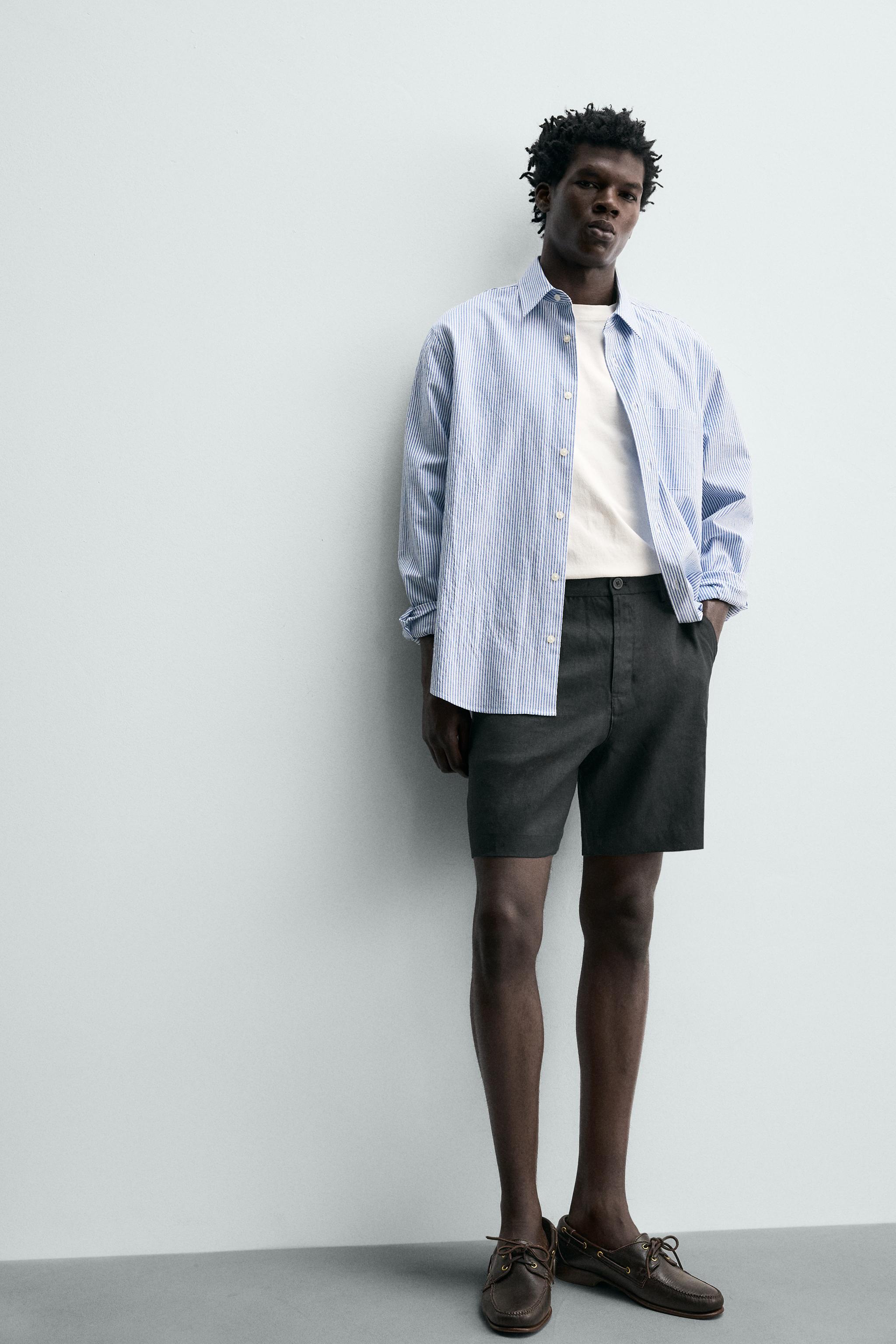 Мужские шорты Zara 100% LINEN REGULAR FIT SHORTS — фото 6