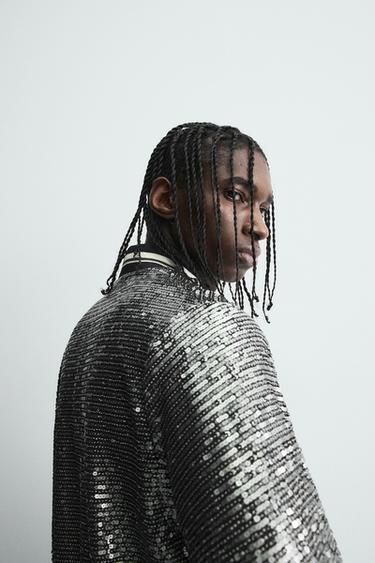 BLOUSON BOMBER PAILLETTES - Noir / Argent de Zara - Image 5