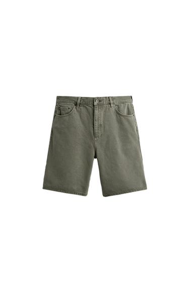BERMUDA DENIM REGULAR FIT - Verde gris de Zara