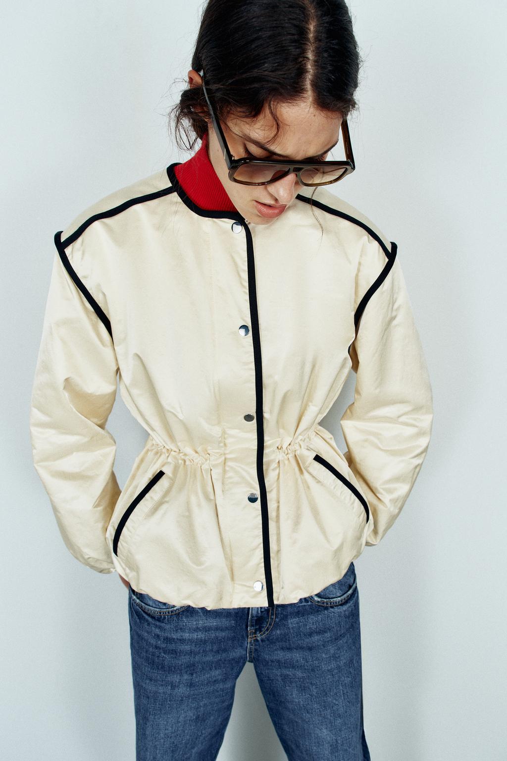 SATIN JACKET WITH CONTRAST TRIMS