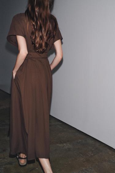 ROBE MIDI À PINCES ZW COLLECTION - Marron de Zara - Image 2