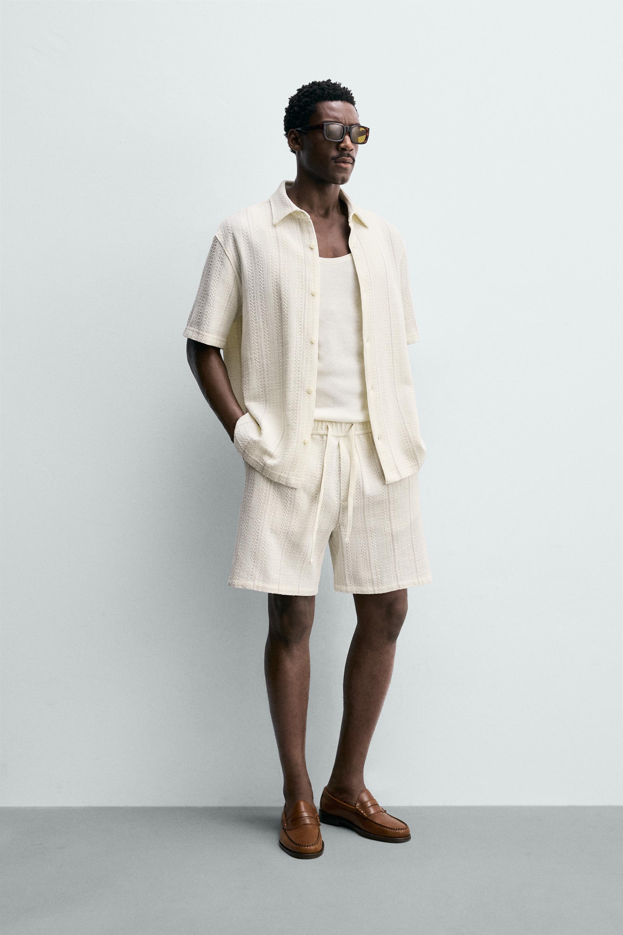Zara DOKULU REGULAR FIT BERMUDA görsel 4