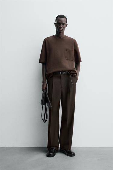 Zara TECHNICAL POCKET SWEATSHIRT - Brown