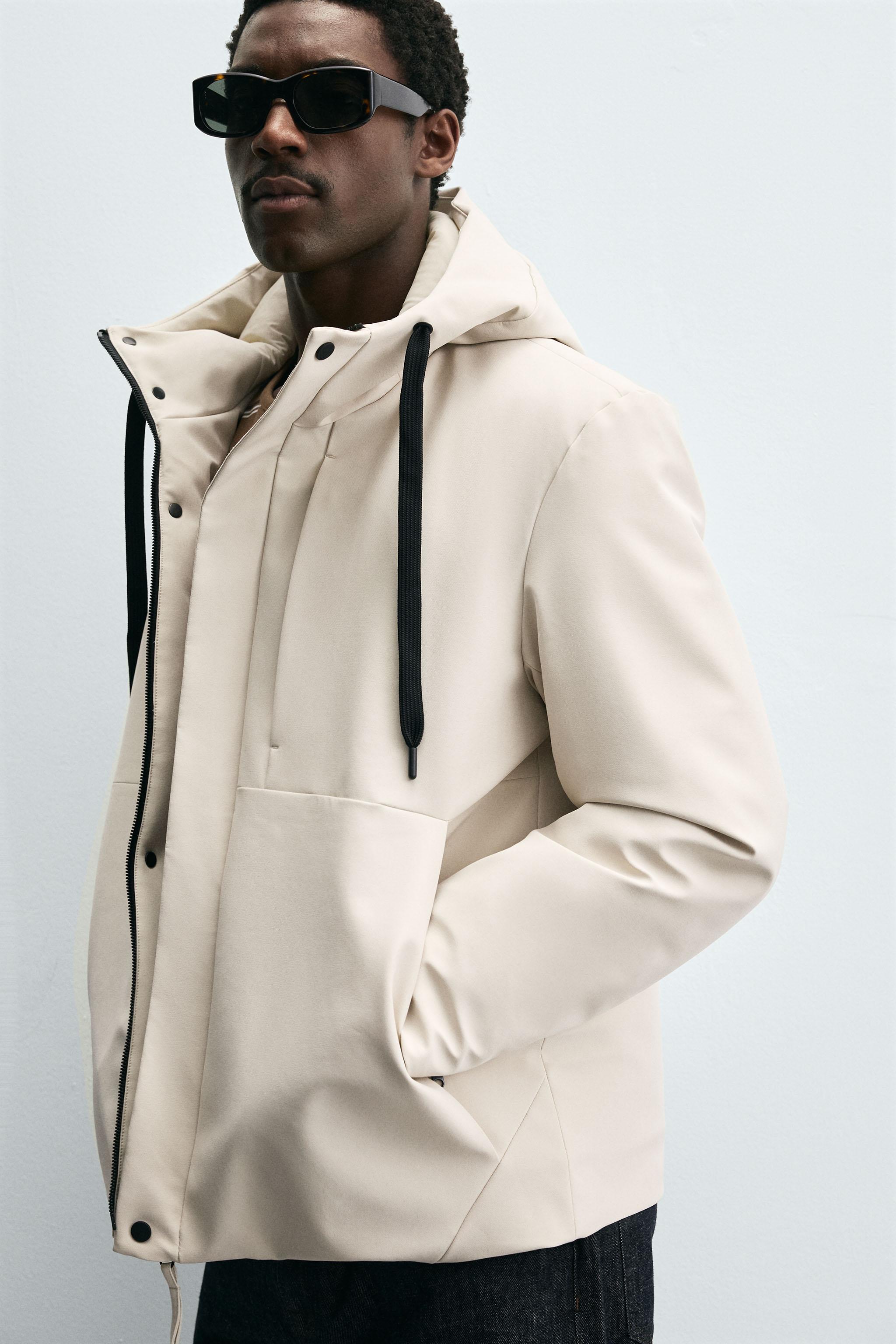 メンズウェア T042420006 COMBINATION HOODED JACKET M HOODED TECHNICAL JACKET - Oyster-white | ZARA United States