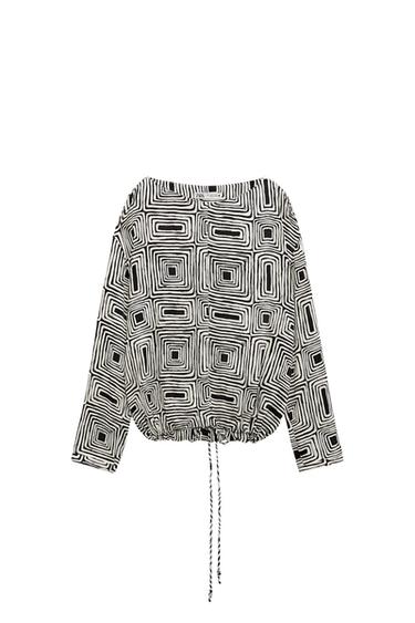 PRINTED BLOUSE WITH TIES