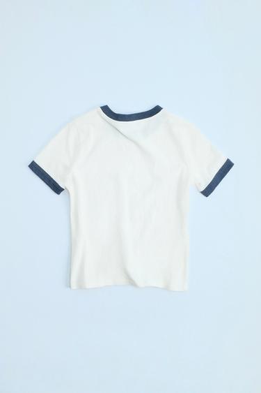 T-SHIRT EFFET DÉLAVÉ CÔTELÉ - Bleu de Zara - Image 4