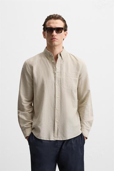 COTTON - LINEN SHIRT - Light beige by Zara - Image 0