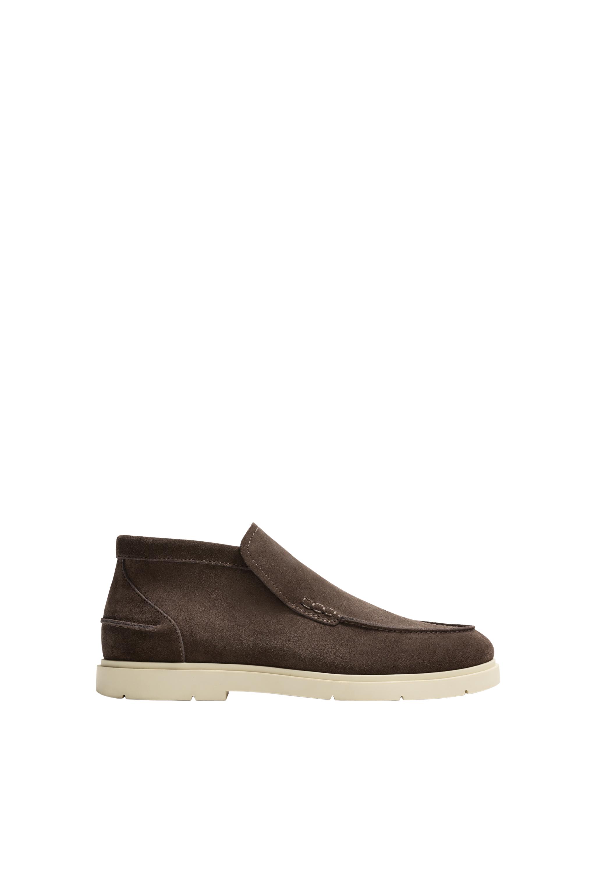 Zara Men\'s Taupe Suede Chukka Boots Block Heel Zara Leather Chelsea Ankle Boots Mens Grey Schuh  main image 4