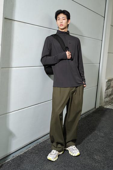 Zara 寬管休閒長褲 - 卡其色
