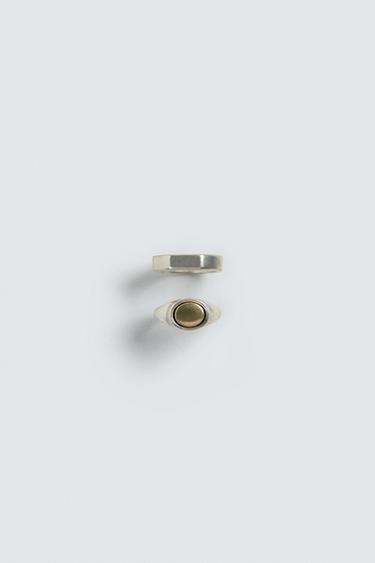 ANILLOS METÁLICOS COMBINADOS PACK 2 - Plata de Zara