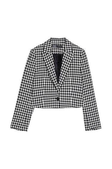 CROPPED GINGHAM BLAZER