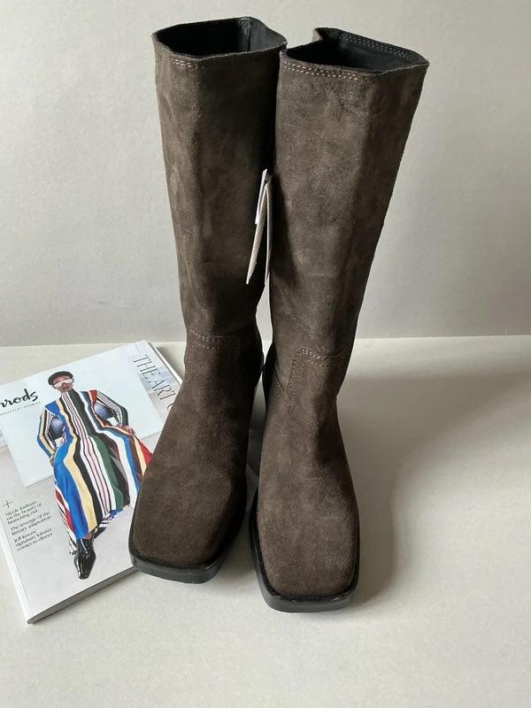 SPLIT SUEDE CONTRAST STITCH BOOTS