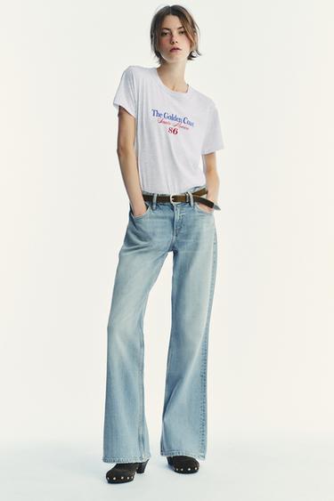 Zara 文字 T 恤 - 斑紋灰色