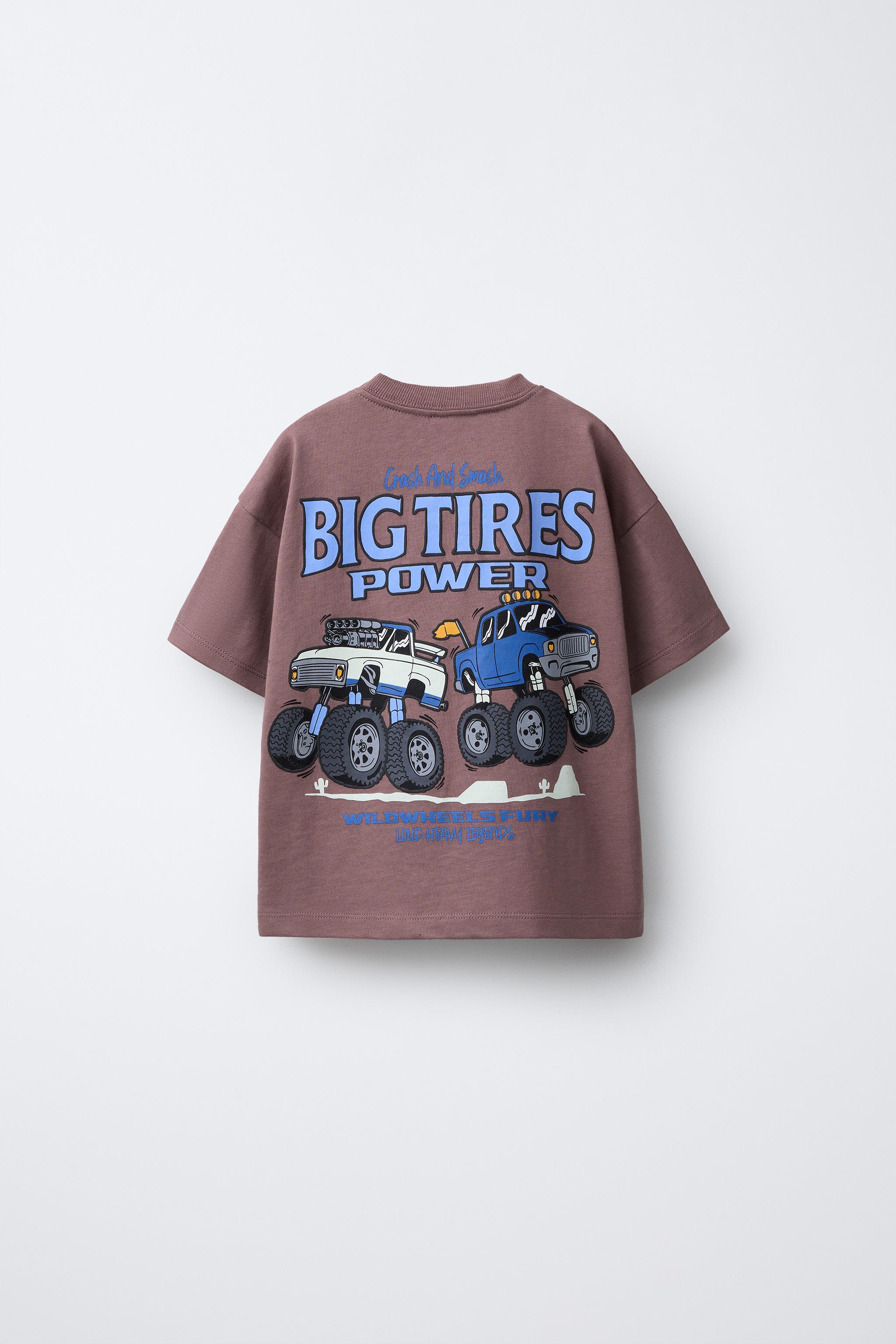 BIG TIRES MONSTERS WHEELS © PRINT T-SHIRT - Dark mauve | ZARA