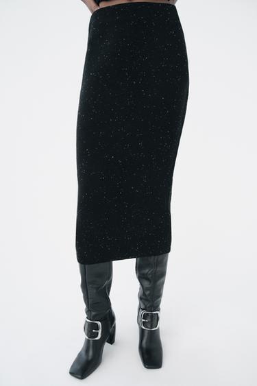 KNIT MIDI SKIRT - Black by Zara