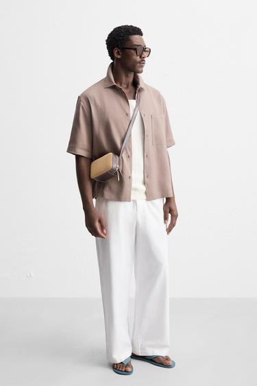 Zara WOVEN CROSSBODY BAG - Brown - Image 0