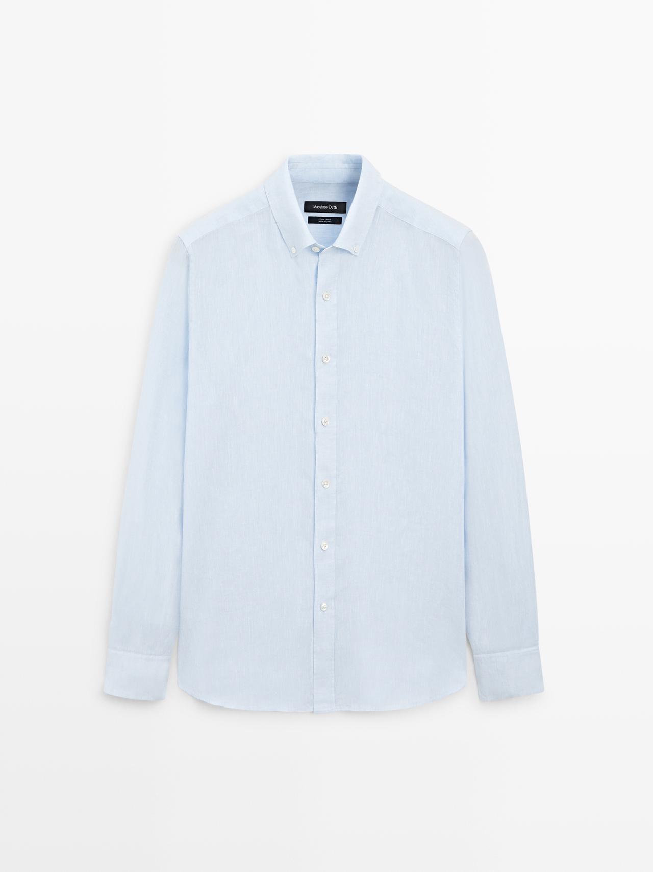 100% linen regular fit shirt — Sky blue