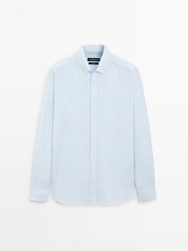 Zara 100% linen regular fit shirt - Sky blue