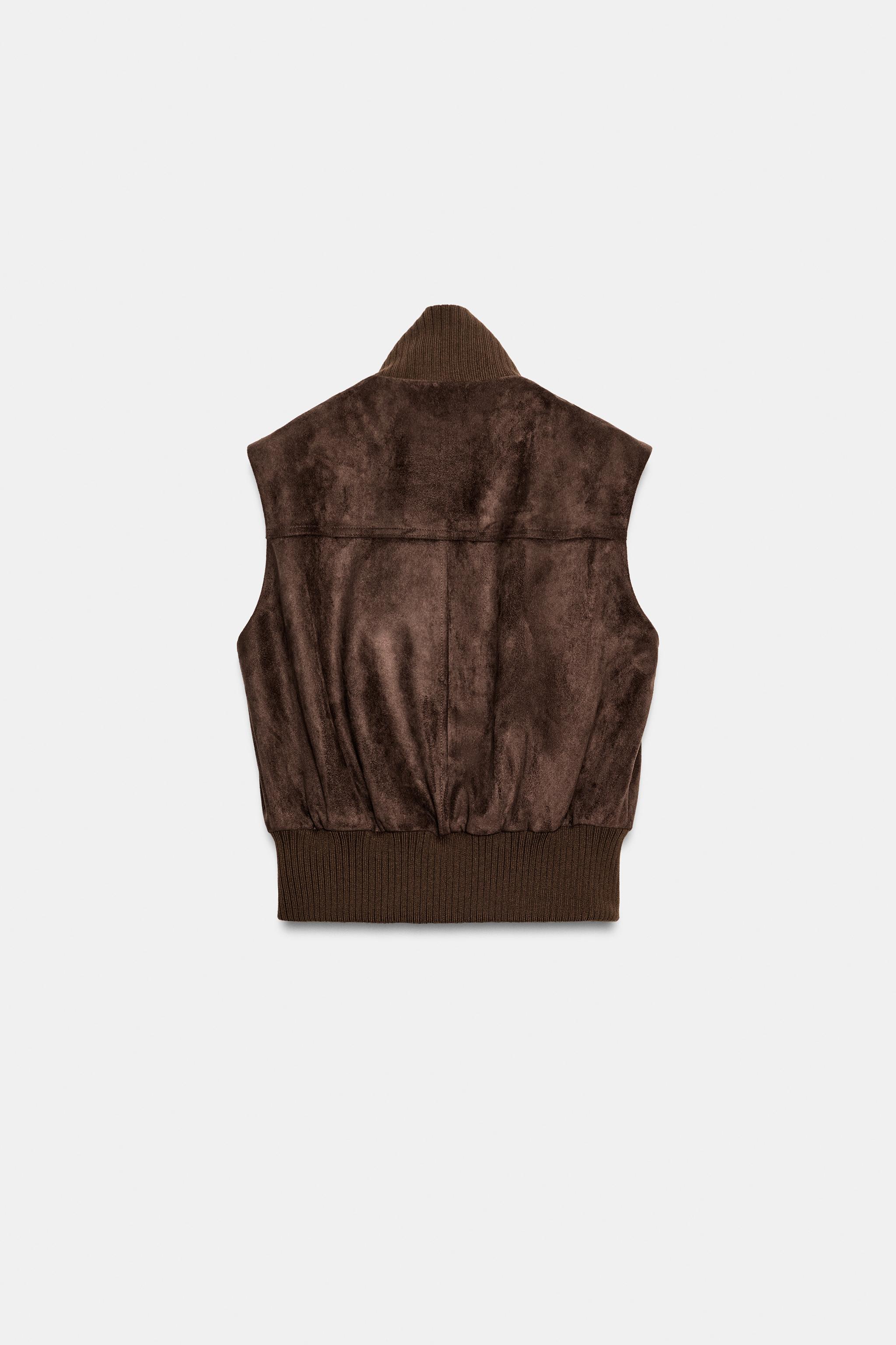 GILET SANS MANCHES EFFET DAIM