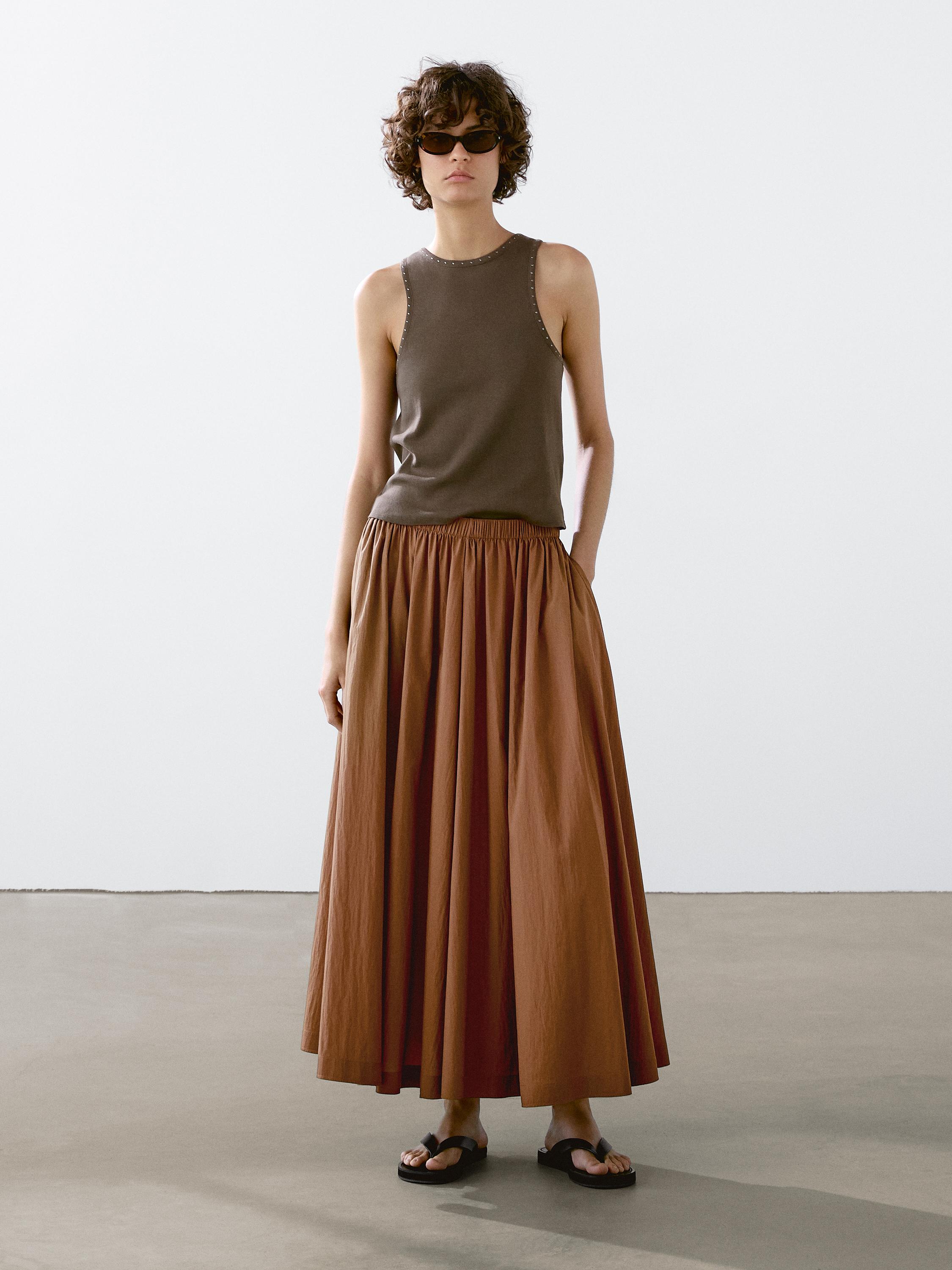 Slim fit top with stud details - Black gold | ZARA United States