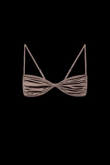 TOP BIKINI FRUNCES - Gris topo de Zara