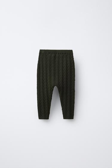 CABLE KNIT LEGGINGS - Dark green by Zara - Image 1