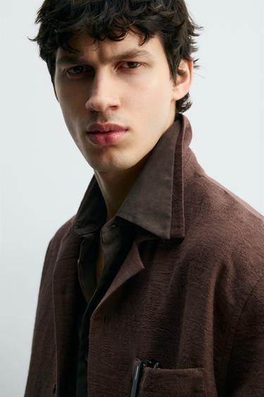 RELAXED FIT JACQUARD SHIRT - Brown by Zara - Image 5