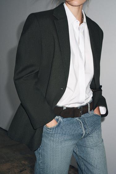 OVERSIZED WOOL BLAZER ZW COLLECTION - Green marl by Zara - Image 3