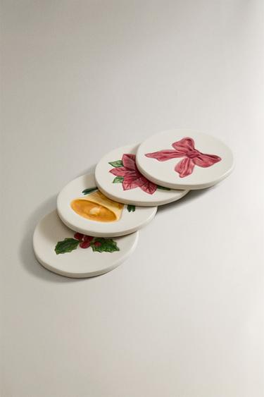 PACK OF CHRISTMAS COASTERS (PACK OF 4) - Red by Zara - Image 1