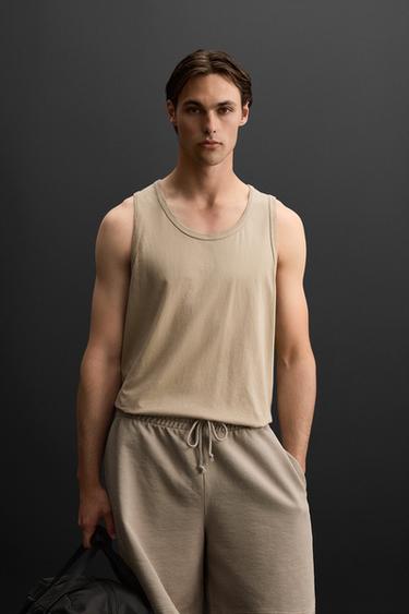 TANKTOP AUS BAUMWOLLE - Sandfarben von Zara