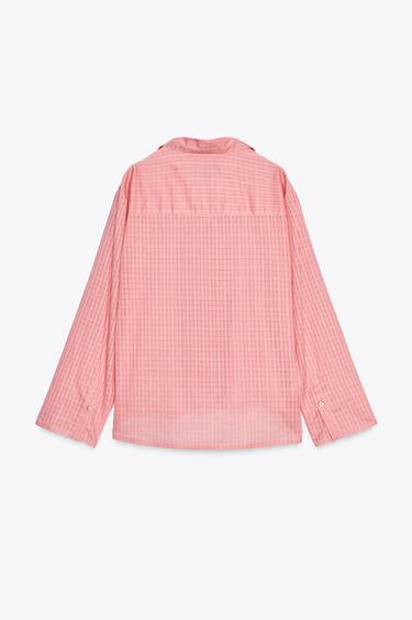 CHEMISE PYJAMA À CARREAUX ZW COLLECTION - Rose de Zara - Image 7