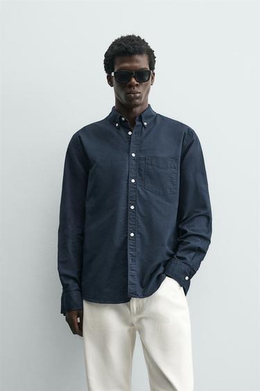 CAMISA REGULAR FIT OXFORD - Marino de Zara