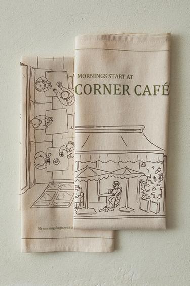 PACK OF COTTON CAFÉ TEA TOWELS (PACK OF 2) - Brown by Zara