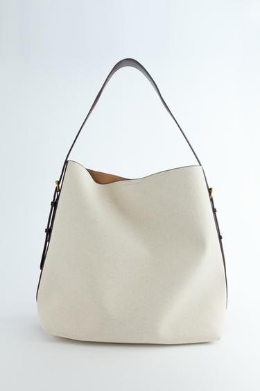 Zara MAXI BUCKET BAG - Ecru
