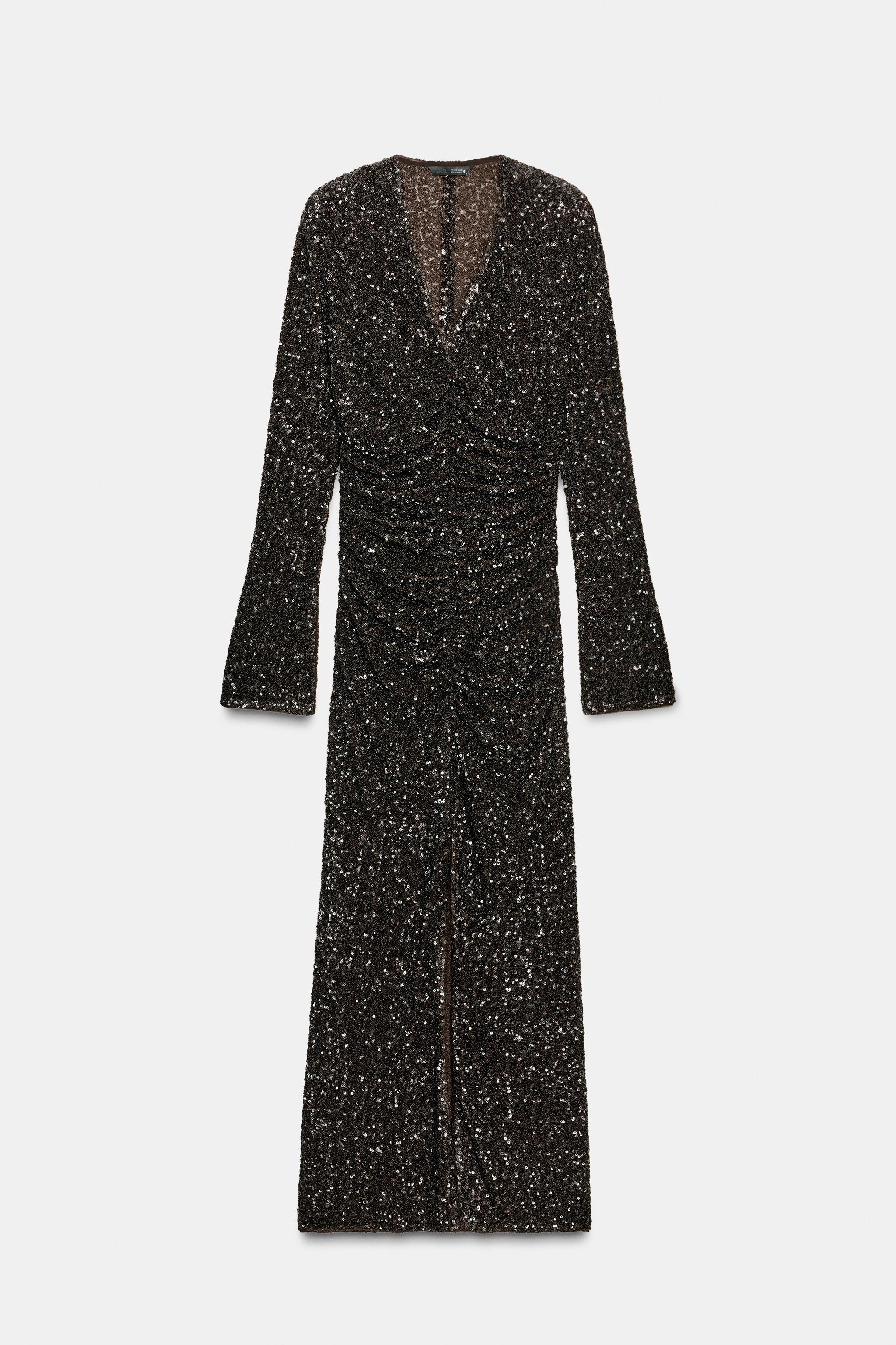 ZW COLLECTION SEQUIN SHOULDER PAD DRESS