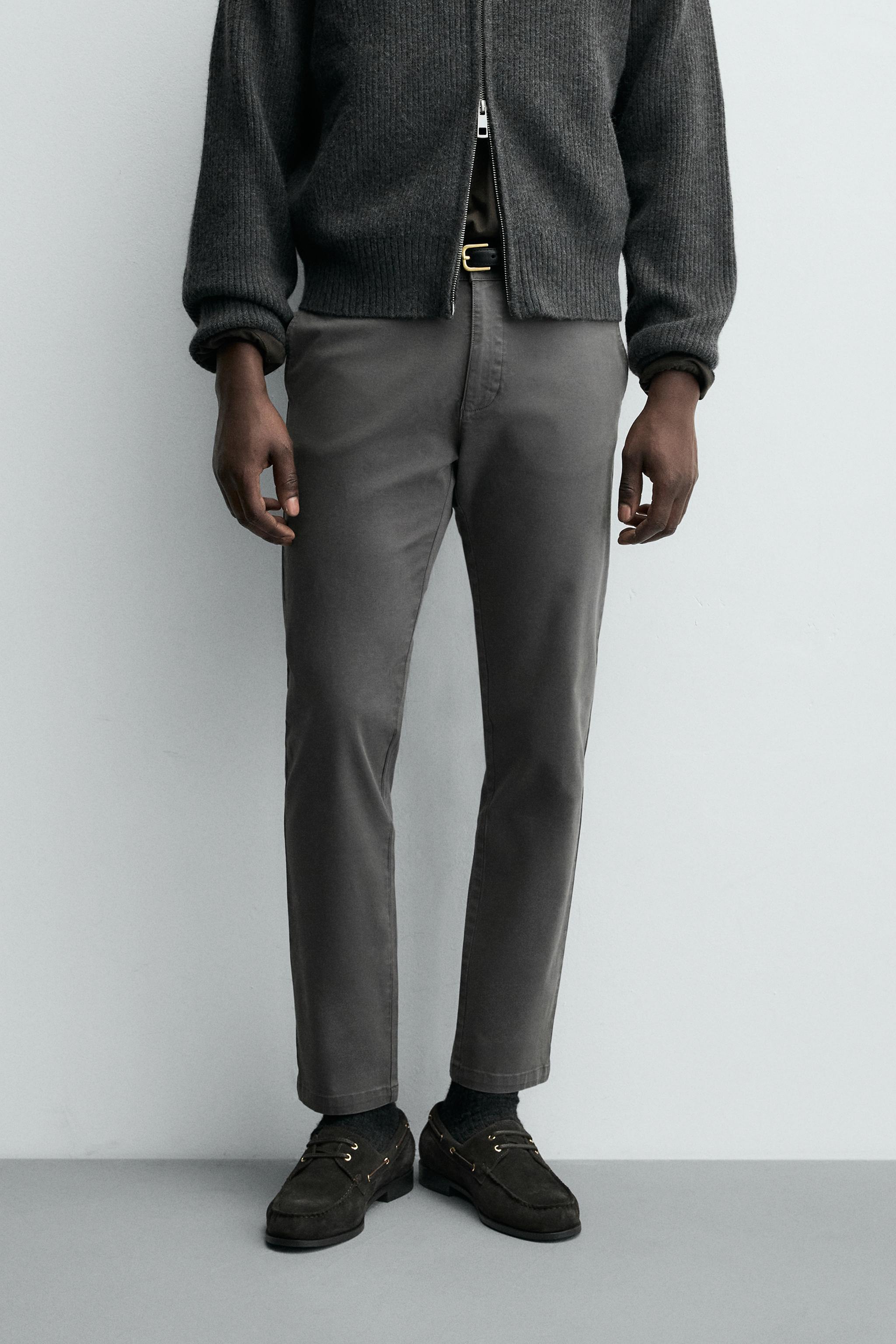 SKINNY FIT CHINO TROUSERS — Anthracite grey