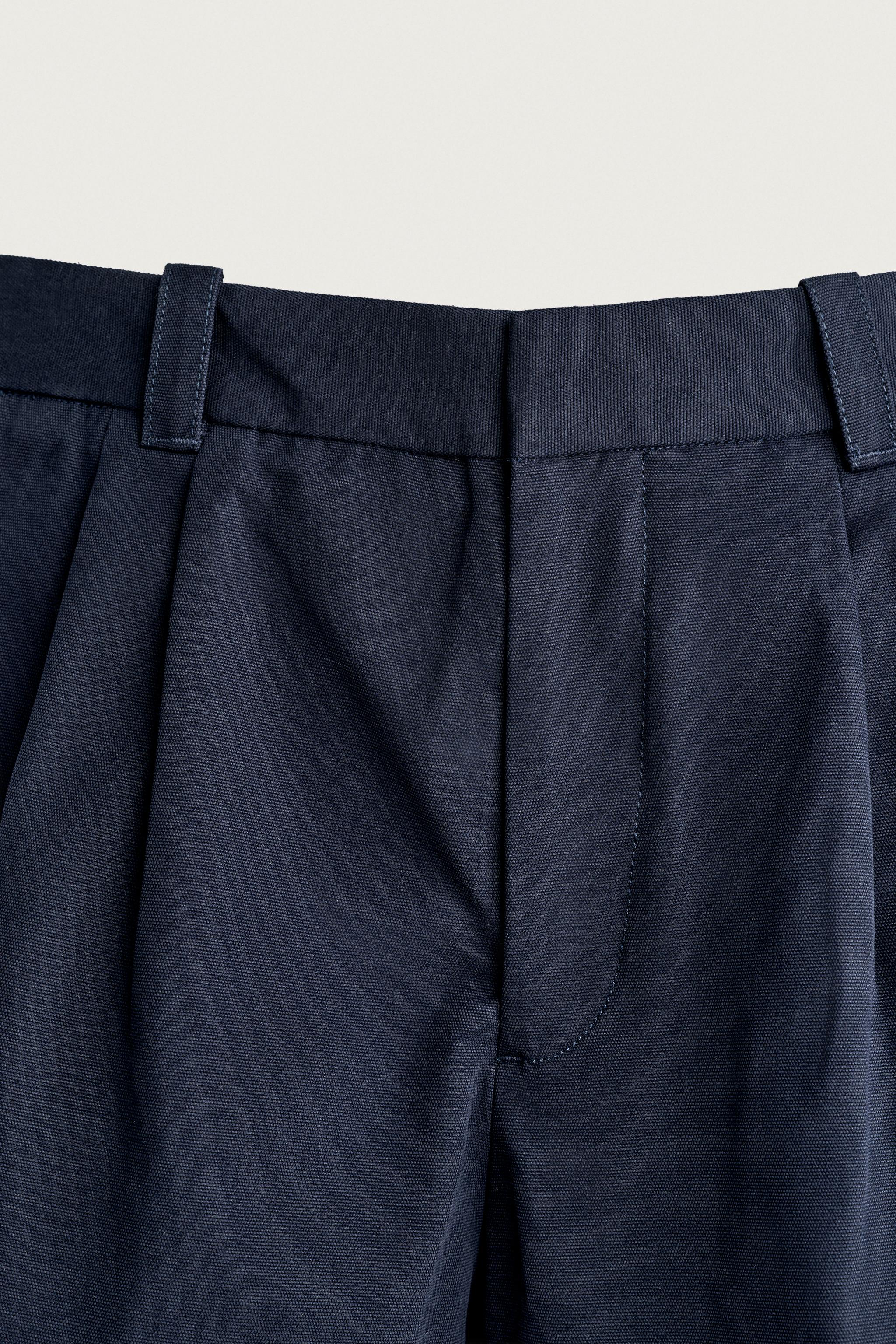Zara PİLİLİ RELAXED FIT KARGO BERMUDA görsel 7
