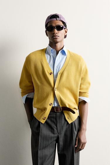COTTON REGULAR FIT CARDIGAN - Yellow by Zara