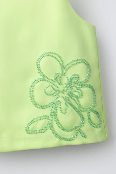 TOP FLEUR BRODÉE AVEC FANTAISIE - Citron vert de Zara - Image 3