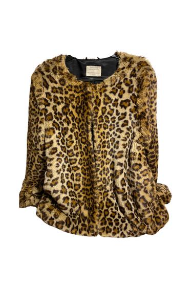 CHAQUETÓN EFECTO PELI ESTAMPADO LEOPARDO