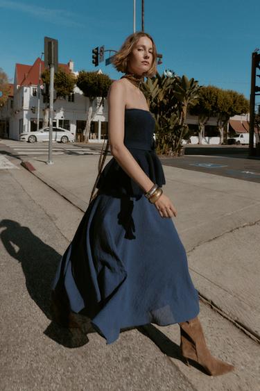 LAYERED MIDI SKIRT - Blue by Zara - Image 0