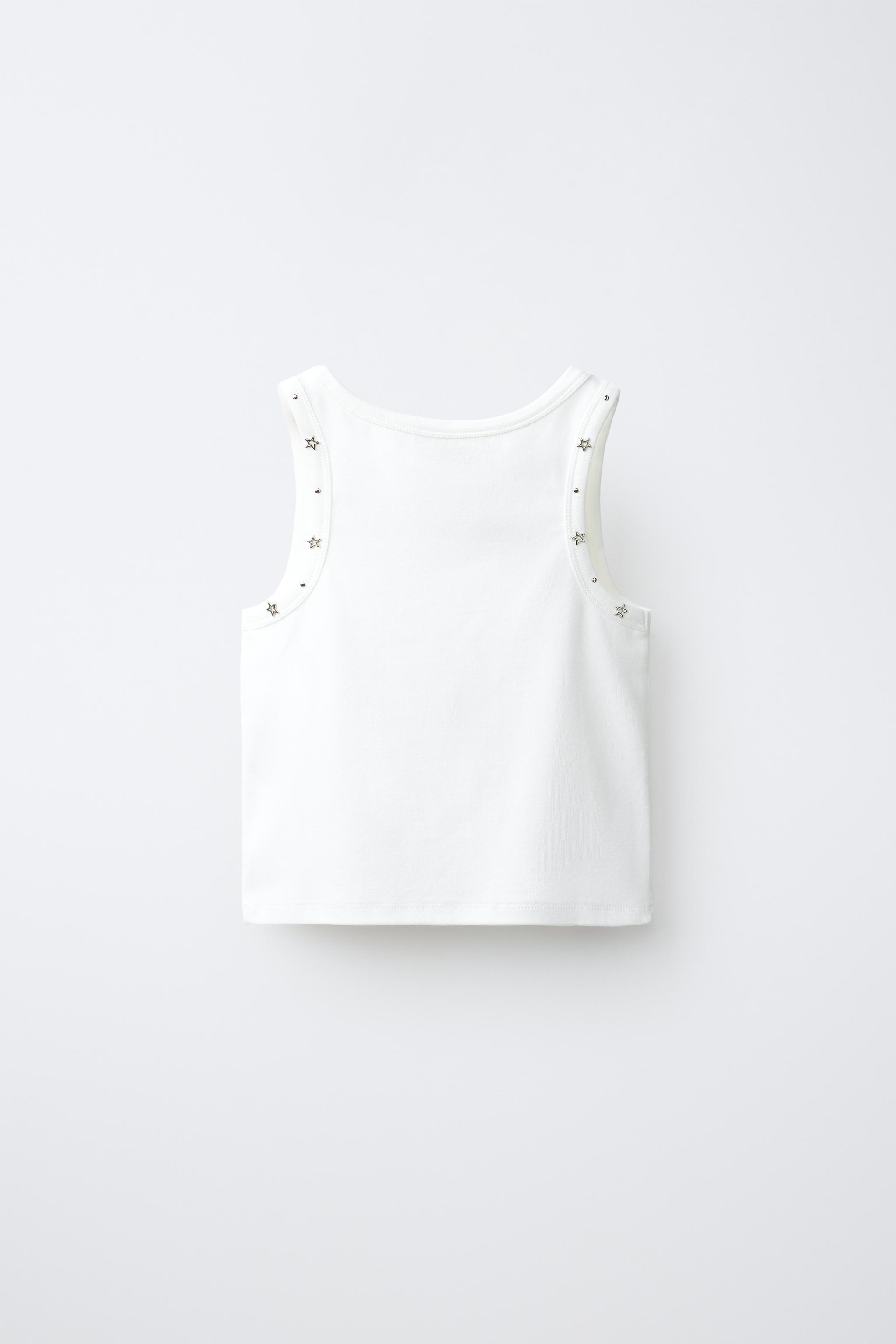 STUD AND STAR T-SHIRT — Oyster-white (alternate view)