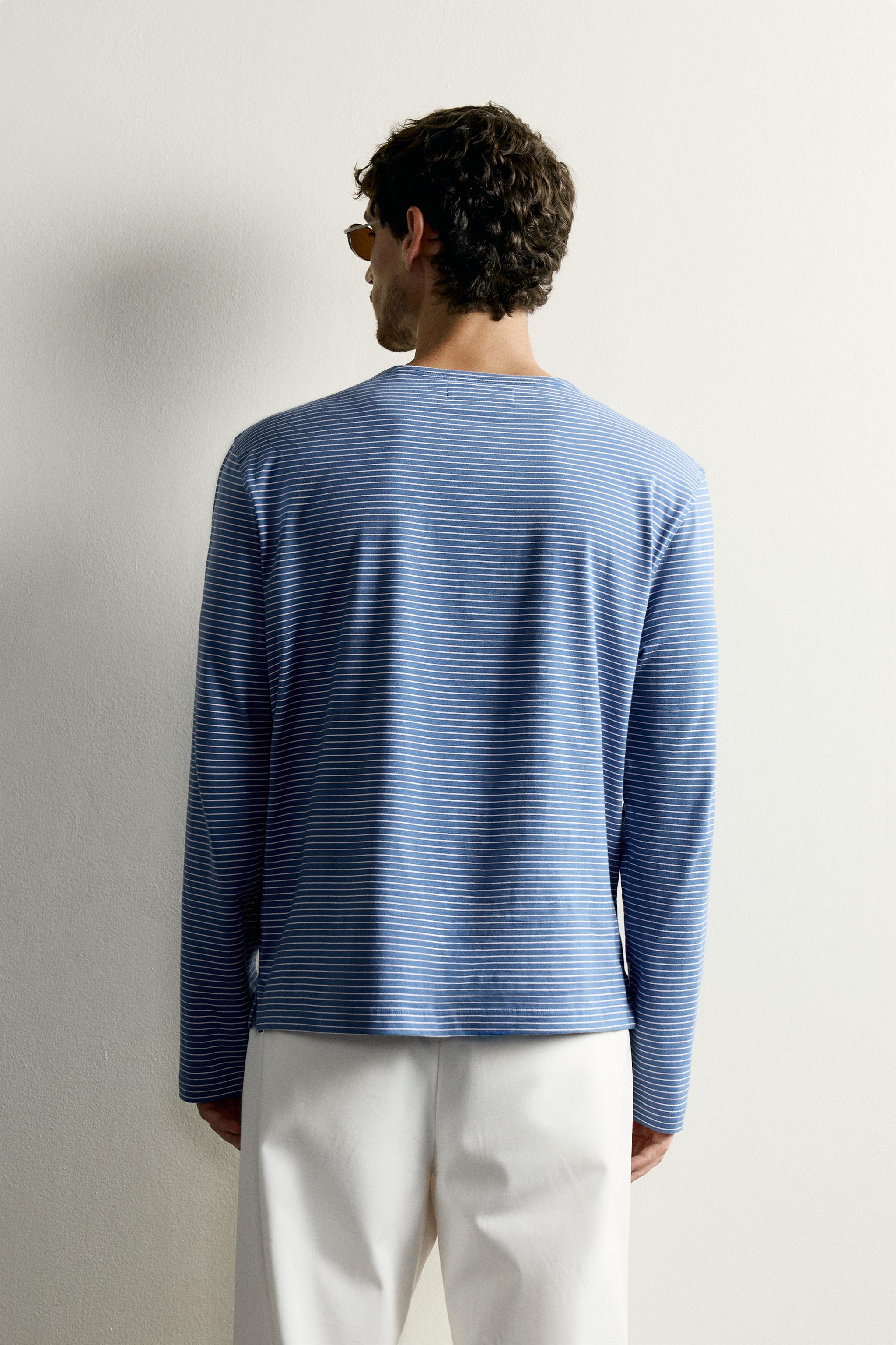 Мужские футболки Zara JACQUARD STRIPE T-SHIRT — фото 3