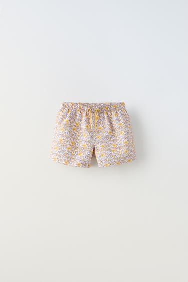6-14 YEARS/ FLORAL PRINT SWIM SHORTS - Mustard by Zara