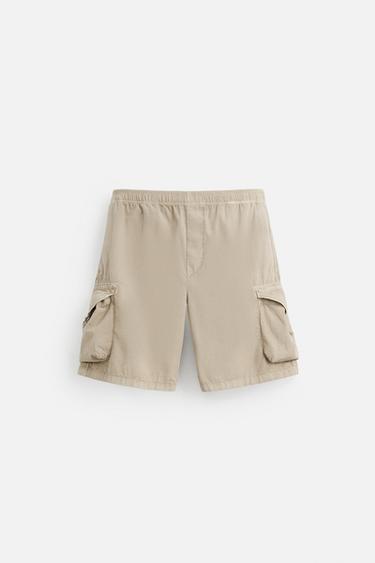 RELAXED FIT CARGO BERMUDA SHORTS - mid khaki by Zara
