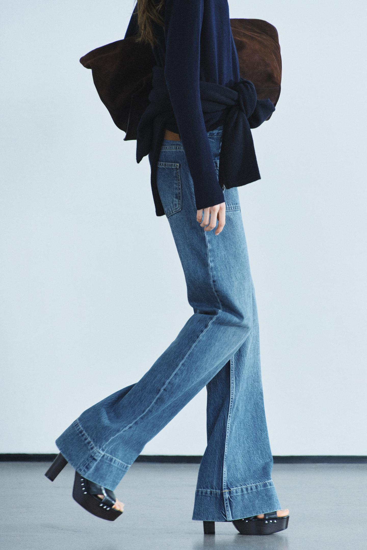 Женские джинсы Zara ZW Collection High-Rise Flare Pocket, цвет: Синий — фото 3