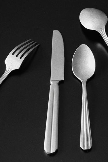 4-PIECE VINTAGE STEEL CUTLERY SET - Aged silver by Zara - Image 6